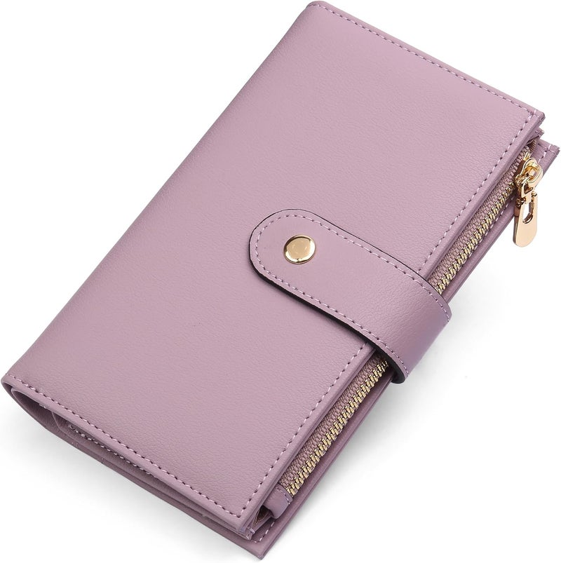 yiijay Womens Wallet RFID Blocking Leather Trifold Clutch Wallet Credit Card Holder Ladies Travel Wallet Purse with Pen Holder - Image 1
